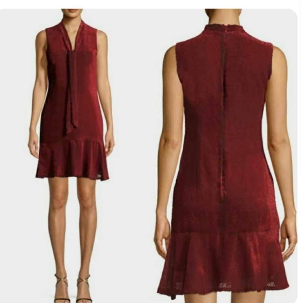 Karl Lagerfeld Women's Polka Dot Velvet Red Dress Size 8